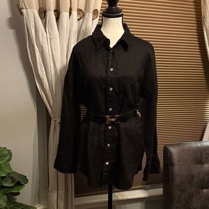 Black Button-Up linen Shirt